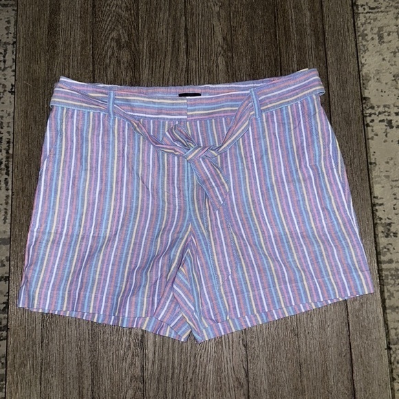 Talbots Tie Waist Shorts in Sunshine Stripe - Picture 4 of 12